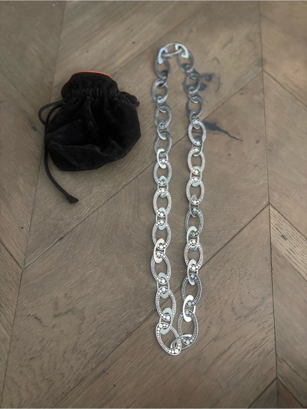 John Hardy Dot Menari Sterling Silver 925 36” Link Chain Necklace